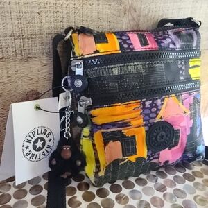 Kipling Women's Abner Crossbody Zip Pockets Monkey Keychain Mini Bag